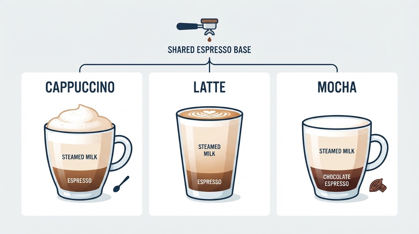 Cappuccino vs Latte vs Mocha: The Real Differences Explained