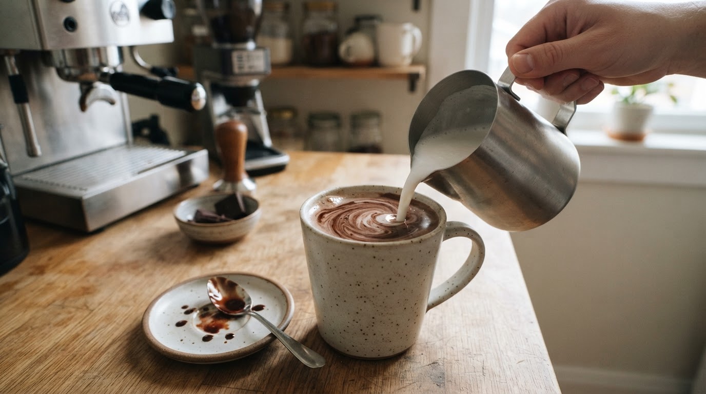 Editorial illustration for cappuccino vs latte vs mocha.