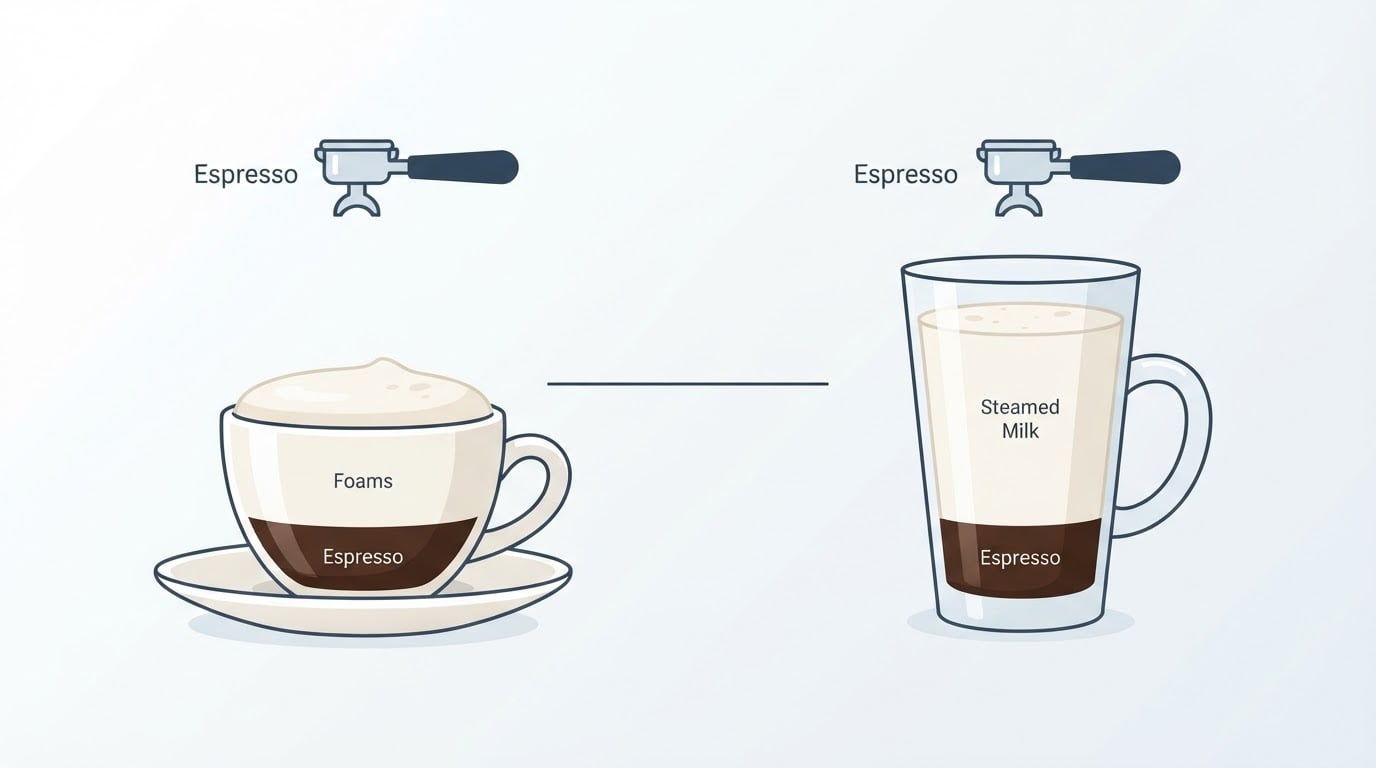Cappuccino vs Latte: Milk, Foam, and Cup Size Compared