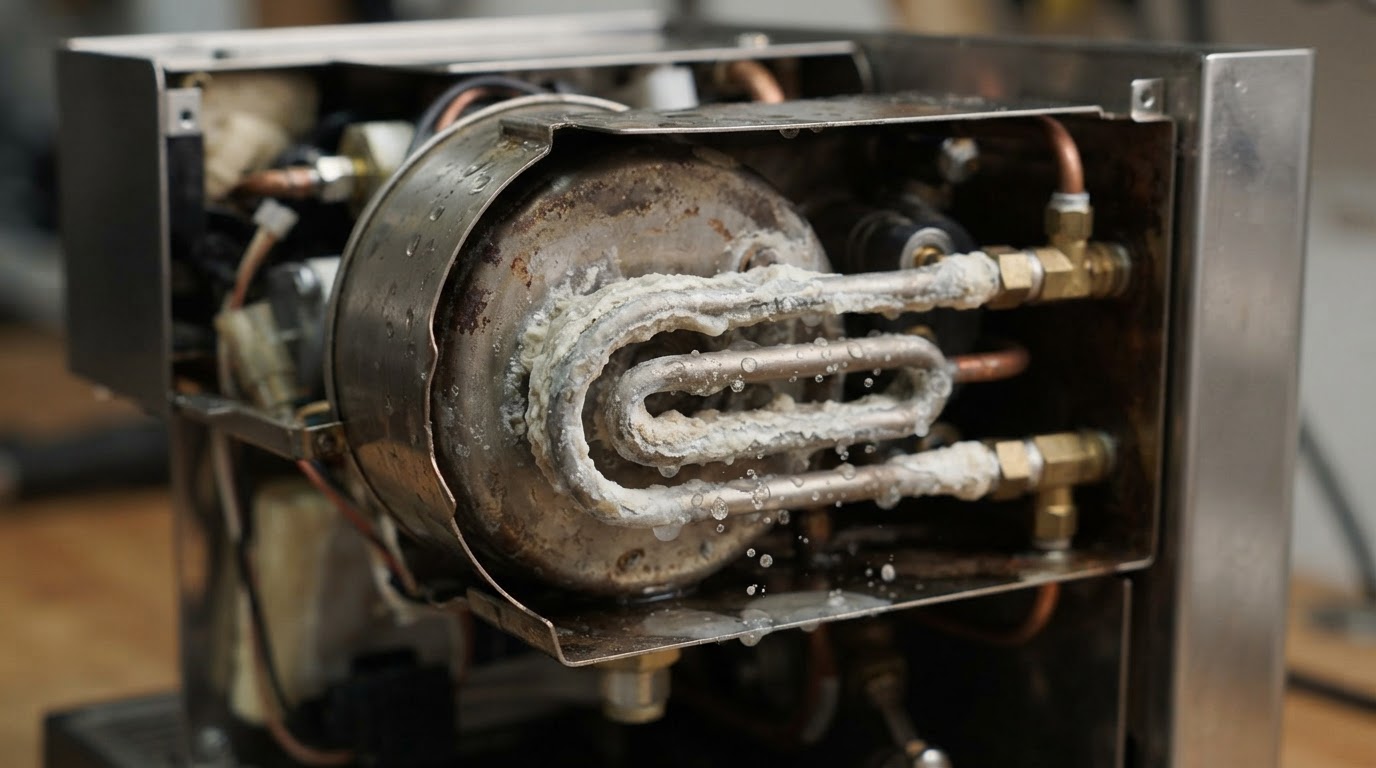 Editorial illustration for how to descale espresso machine.